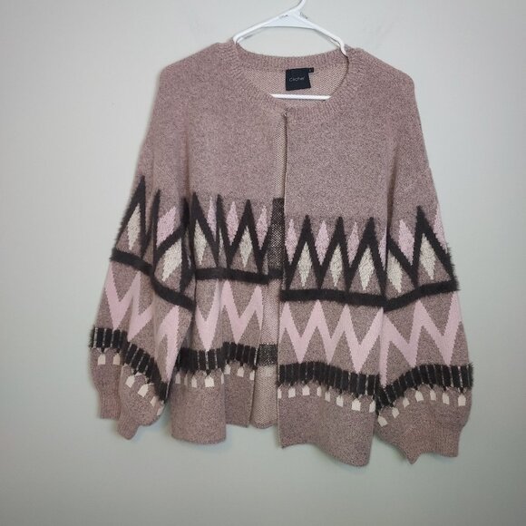 Cliche open front cardigan fair isle print. - Picture 1 of 4